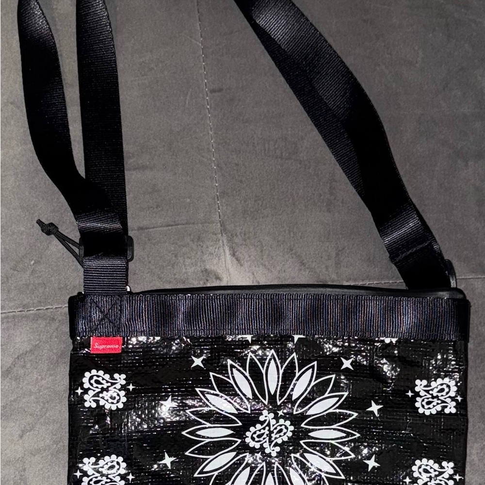 Supreme Black and White Floral Crossbody Bag